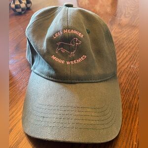 Green Daschund Hat with Pink Embroidery